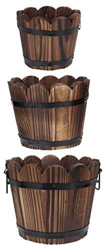 Cabilock 3stücke Holzblumentopf Carbonisierte Holz Pflanztöpfe Für Sukkulenten Gemüse Und Pflanzen Atmungsaktive Und Langlebige Blumenkübel Für Balkon Und Innenräume Vintage Design