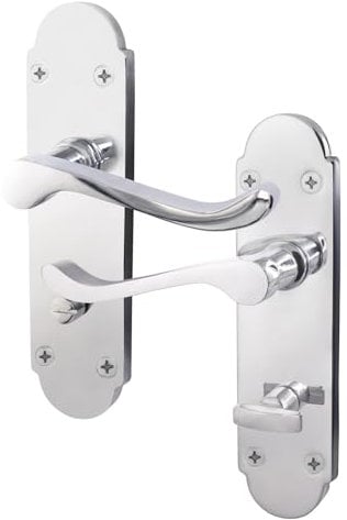 EAI Polished Chrome Bathroom Door Handles - Victorian Scroll Shaped | 1 Pair of Internal Handles