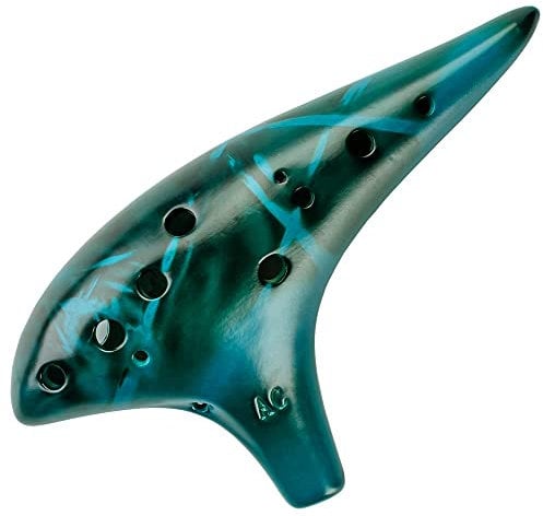 Strawfire Okarina Alt C aus Keramik, 12 Löcher, mit Tragetasche, Musikbuchgurt für Anfänger, Blau