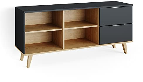 Vicco Mueble bajo para TV Nautica, Antracita/Haya, 134 x 61 cm