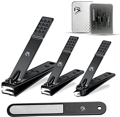 4Pc Heavy Duty Nail Clipper, Stainless Steel Toe Finger Nail Clippers Cutter for Men Women Giftset, Travel Pack