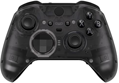eXtremeRate Front Case für Xbox Elite Series 2/Series 2-Core Controller,DIY-Ersatz Hülle&Thumbstick Accent Ring Gehäuse Shell Zubehör für Xbox Elite V2 V3 Gamepad Modell 1797-Transparent Schwarz