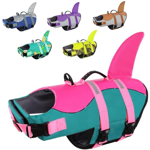 CITÉTOILE Gilet de Sauvetage pour Chien, Gilet de Sauvetage pour Chien avec poignée et réfléchissant, avec Une Bonne flottabilité, léger et sûr pour Les Sports Nautiques, Vertrose, M