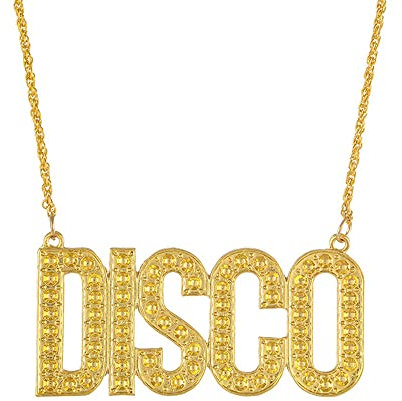 Liitata Disco Zeichen Halskette Hiphop Gold Kette Rockstar Rapper Punk Gold Kette 80er 90er Jahre Kostüm Zubehör Statement Necklace für Herren Fasching Karneval Mottoparty