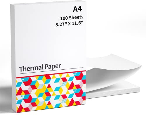 Papier Thermique A4 Pliable pour Imprimante Portable M08F, Compatible avec Brother PJ762/PJ763MFi, Phomemo M08F, HPRT MT800, Papier Thermique à Séchage Rapide pour Imprimante, 210x297mm, 100 Feuilles