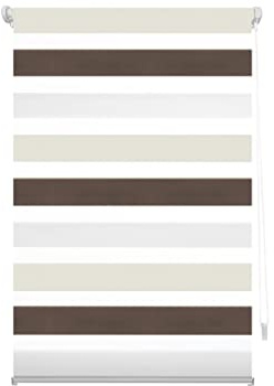 Decorblind | Doppellagiges Rollo ohne Werkzeug und ohne Bohren, Maße Rollo: 42 x 180 cm Breite x Länge/Maße Stoff: 39 x 175 cm - Nacht- und Tagesrollo Cremebraun, Fensterrollos