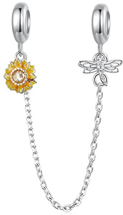 NINGAN 925 Argent Sterling Tournesol Silicone ChaîNe De SéCurité Bracelet Femme Charme Accessoire Bijoux Anniversaire Cadeaux