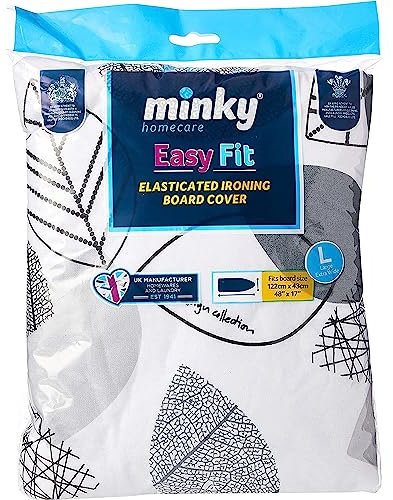 AMK® Easyfit Ironing Board Cover Replacement Pad Fits Boards Up To 122x43cm Elasticated Padded Cotton Top Smooth Ironing Surface Assorted Designs Colours Laundry Accessories Secure Quick Fitting