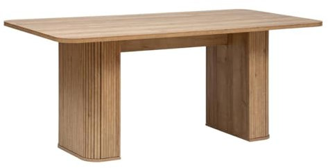 Atmosphera Créateur d'Intérieur - Table à Manger Colva Effet Bois - 6 Personnes - Rectangulaire Angles Arrondis - Protecteur de Sol - L180cm x H75cm