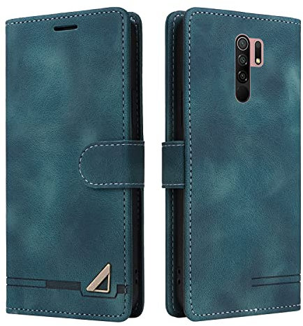 OKZone Coque pour Xiaomi Redmi 9, Étui de Protection de Portefeuille Antichoc de Fente pour Carte, Support de Carte à Rabat en Cuir en PU Étui de Téléphone pour Xiaomi Redmi 9 (Vert)
