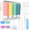 100mlX4 Flacons de Voyage, Bouteille de Voyage Étanches Silicone, Anti-Fuite 17 Pièces Ensemble Flacons Voyage Aéroport pour Shampooing Lotion, Contenant Cosmétique Liquide, Coloré