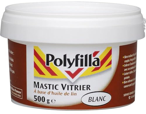 POLYFILLA Mastic de remplissage POLYF MAST VITR BLAN.500G 1401 Aluminium Blanc Casual Intérieur