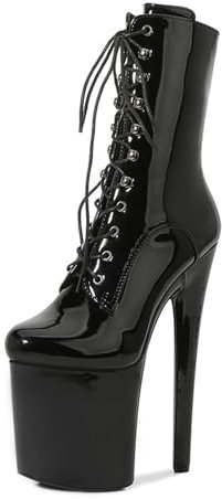 di Grandi Dimensioni Pole Dance Shoes 20CM Super High Heel Knight Boots Nightclub Stage Stivali Tacco Alto Stiletto Stivali,Nero,41 EU