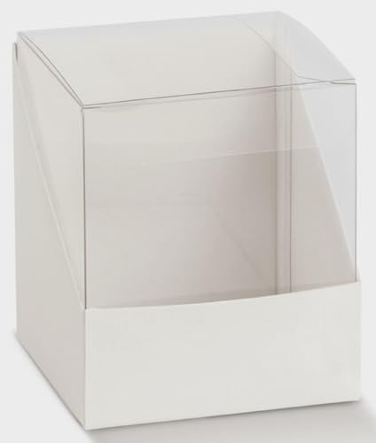 10 transparente Schachtel und Karton aus weißem Leder, Duo, PVC, Geschenkbox für Hochzeit, Zeugen (Cm 8 x 8 h 9)