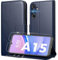Peakally Handyhülle für Samsung Galaxy A15 4G / 5G Hülle [Mit 1 Stück Panzer Schutz Glas] [Premium PU Leder] [RFID-Blockierung] [Kartenfach] [Ständer] Klapphülle kompatibel mit Galaxy A15 - Blau
