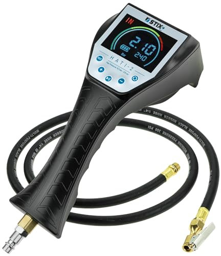 STIX HATI-2 Automatischer Reifenfüller - Elektronischer Reifendruckprüfer, 0-16 BAR, 150 cm Schlauch, LCD-Display, USB-C-Ladung, für Werkstätten