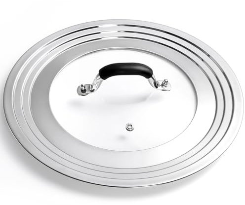Lnrueg 12.6 Universal Stainless Steel Pan Lid with Clear Window, Large Cookware-Lids for Pots, Pans, Woks