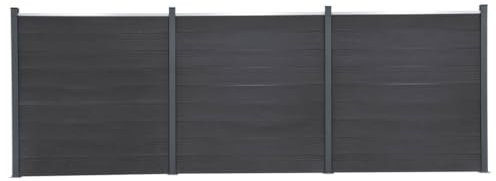 Willood Zaunelement Set WPC-Zaun,Sichtschutz-Zaun, Steckzaun, Gartenzaun Komplettset Grau 526x186 cm WPC