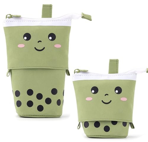 HIQE-FL Federmäppchen Reißverschluss, Mäppchen für Mädchen & Teenager, Ständer mit Bleistifthalter, Teleskopisch