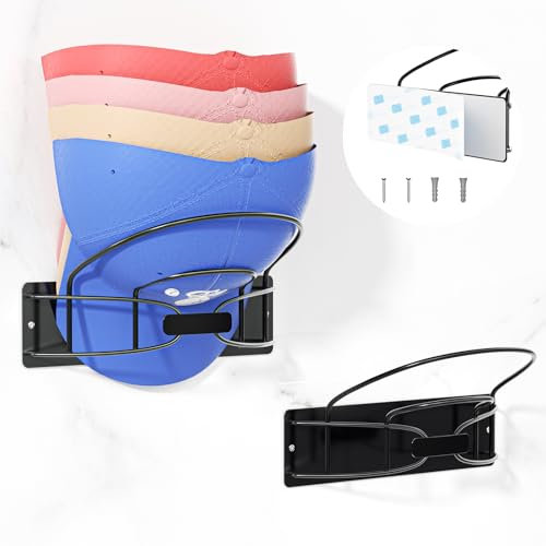 LOXSUN Cap Halterung, Metall Cap Halter für Wand & Tür, 30+ Baseball Caphalterung, Schwarz Kappenhalter, Cap Organizer Wand Huthalter(LOXSON)
