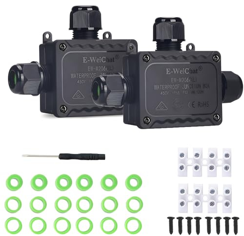 IP68 wasserdichte Abzweigdose, 3-Wege-Unterirdische elektrische Anschlussdose, Kunststoff-Elektrobox mit Klemmleiste, geeignet für LED-Landschaftsbeleuchtung, Gartenleuchten, Solarenergie und mehr, 2