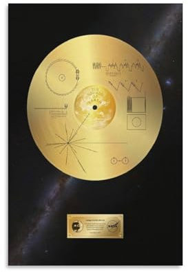 Voyager Goldenes Schallplatten-Poster, Leinwand, Wandkunst, Schlafzimmer-Poster, Wohnzimmer-Dekor, Poster für Zimmer, ästhetisch, Sport, Büro, Zimmer, Wohnheim, Dekoration, Geschenke, Ölgemälde,