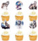 Blumomon 24 Pcs Wolf Happy Birthday Cupcake Toppers - Forest Animal Cupcake Decoration Picks - Jungle Safari Cake Decorations for Wolf Theme Baby Shower Kids Boys Girls Birthday Party Supplies