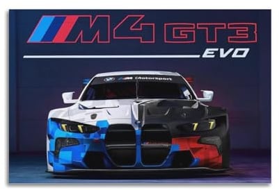 Super Car Poster M4 GT3 EVO Sport Rennauto dekoratives Gemälde Leinwand Poster 30 x 45 cm