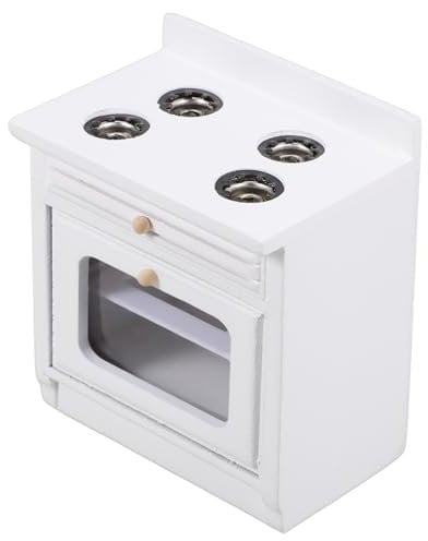 KONTONTY Dollhouse Kitchen Stove Mini Kitchen Appliance Cooking Bench Model Mini House DIY Furniture Scene Dollhouse Decoration Accessories Room Dollhouse Miniature Furniture White Birch