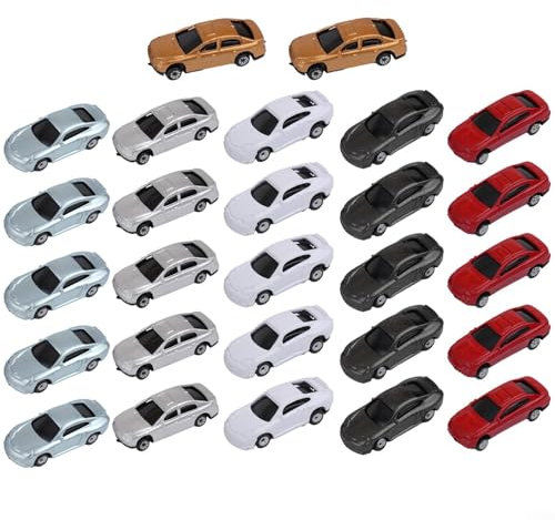 50 Stück Kunststoff-Modellautos für N-Spur Eisenbahnlandschaft, ideal für Gebäude-Layouts und Außenlandschaften