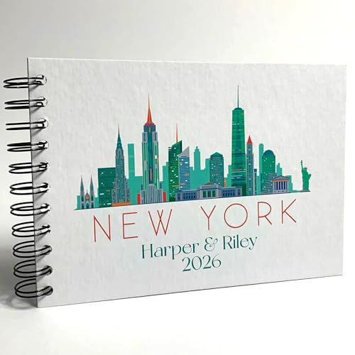 A5 Personalised New York, Scrapbook, Card Pages, Dry Mount Photo Album, Keepsake, Landscape, White 200GSM Card Pages, Hardcover