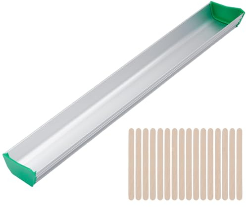 FINGERINSPIRE Paletta per Emulsione In Alluminio Spalmatrice per Serigrafia In Alluminio Da 41.5cm con 50 bastoncini di Legno per Ghiaccioli Paletta per Emulsione A Doppio Bordo Strumento