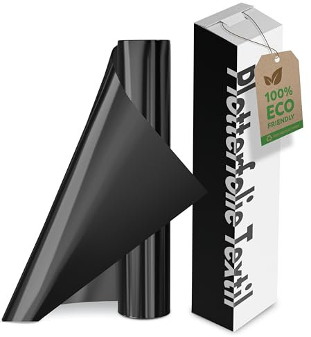 CRAFTEE - Plotterfolie Textil I Plotter Vinyl Folie I Flexfolie Plotter Textil I Vinylfolie Plotter I Plotterfolie Vinyl I Plotter Zubehör - (Schwarz)