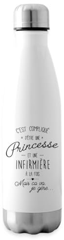 Spreadshirt Princesse Et Infirmière À La Fois Gourde Isotherme, 500 ml, blanc