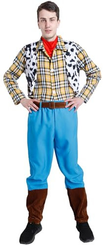 Carnavalife Woody-Kostüm für Erwachsene, Cowboy-Kostüm für Herren, ohne Hut, Kostüm für Karneval, Halloween, Party, Cosplay, Cowgirl-Kostüm (L, Herren ohne Hut)