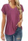 Gemulate Ladies Tops and Blouses Evening top Short Sleeve Womens Fitted Blouses v Neck Pink Loose Casual Tee Shirts G-Wine M