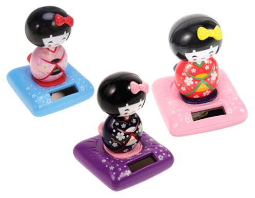 TOYANDONA 3St Kopfschüttelnde Kimono-Puppenfigur kopfschüttelnde autoverzierung kleine Kimono-Puppenstatuen wackelpuppe car Decoration kleine Kimono-Puppenfiguren aus Kunststoff Plastik