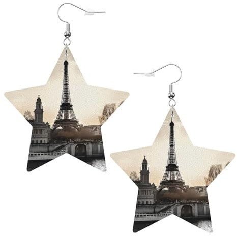 Travel Paris leichte Leder-Stern-Ohrringe geeignet für Damenmode Geburtstagsparty, Einheitsgröße, Kunstleder