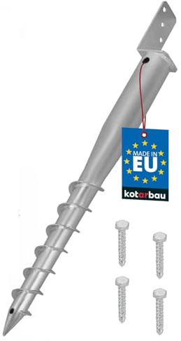 KOTARBAU® L Pfostenträger zum Einschrauben 735 mm, verzinkter Stahl, Silber | Einschraub Bodenhülse für Pavillons, 63x60 mm, Schraubfundament, Einschraubbodenhülse für Zaunpfosten & Holzbalken