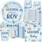 Hushee 200 Pcs Baby Shower Paper Plates Napkins Cups Baby Shower Party Supplies Tableware Set Disposable Cup Napkin for 50 Guest Party Decoration (Blue,Outer Space)
