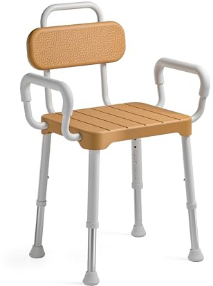 Loyoda Shower Chair with Arms and Back for Seniors, 350 lb Capacity