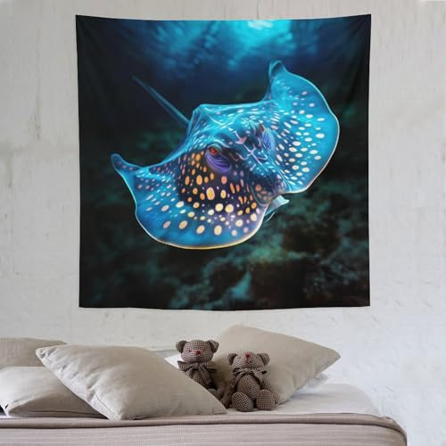 LLLBBB MAnta Ray Wandteppich 3d Drucken Wandbehang Tapisserie Für Wohnzimmer Wohnheim Dekor Heim-Wanddekoration 150×150cm