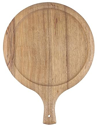 Bandeja de pizza de madera Tabla redonda para pizza con asa Tabla de cortar Utensilios para hornear Herramientas de cocina para hornear para servir pizza Sushi Postres Aperitivos