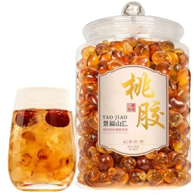 Natural Peach Gum, Premium First-Harvest Old Tree Peach Gum, Large Granules, High Expansion Rate, Clean & impurity-Free, Natural Resin for Dessert & Soup (1000 g)