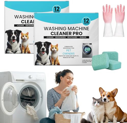 PrimeDrum Washing Machine Cleaner- Deep Pet Hair Cleaning, Deep Cleaner, Fresh Scent, Prime Drum Tablets Dissolves Fur & Lint, Pet Hair Dissolver Washing Machine for All Washer Models (24PC)