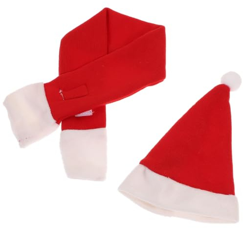 Weihnachtsmannmütze für Bartagamen 2stücke Acrylfasern Rot Geschenkideen | Geckos und Leguane, 2 Stück mit Schal, Passend für Familienfoto und Weihnachtsanlass