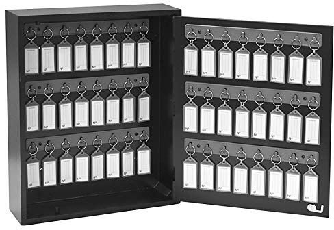 Acrimet Mobiletto Portachiavi per 48 Chiavi con Serratura (da Muro) (48 portachiavi fumo inclusi) (mobiletto nero)