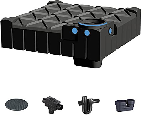 PREMIER TECH AQUA GmbH Zisterne 3000 Liter Profi Flachtank F-LINE mit Deckel, Filter, ber. Zulauf und Siphon - Kunststoff, Kunststoffzisterne, Komplettset