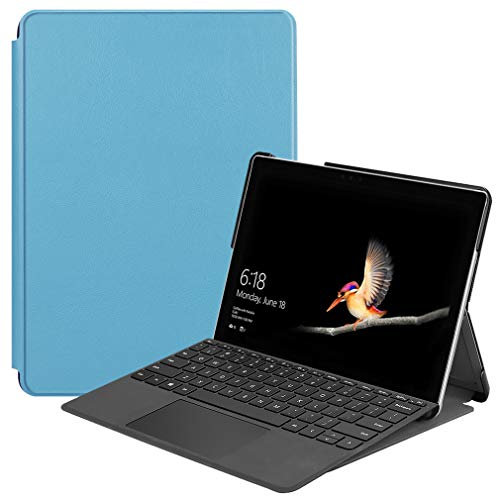 LMFULM® Case for Microsoft Surface Go (10 Inch) PU Magnetic Leather Cover Custer Design Stent Function Flip Cover Compatible with Type Cover Keyboard Case for Microsoft Surface Go Light Blue