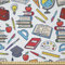 ABAKUHAUS Schule Stoff als Meterware, School Student Supplies, Microfaser Stoff für Dekoratives Basteln, 1M (230x100cm), Weiß und Rot
